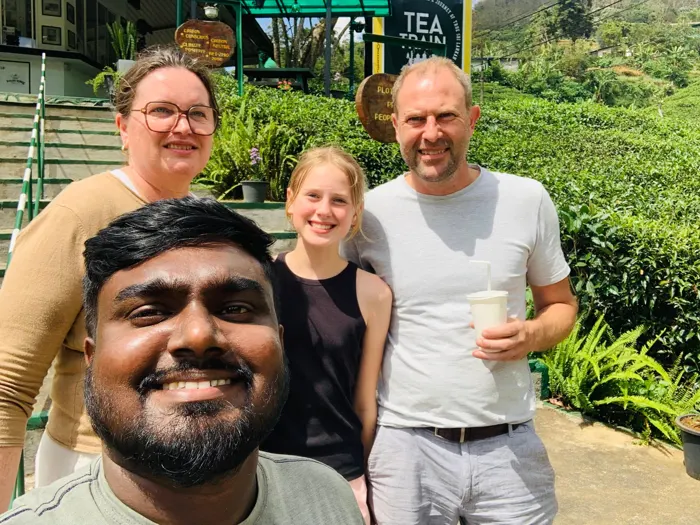 Tea country with a happy family